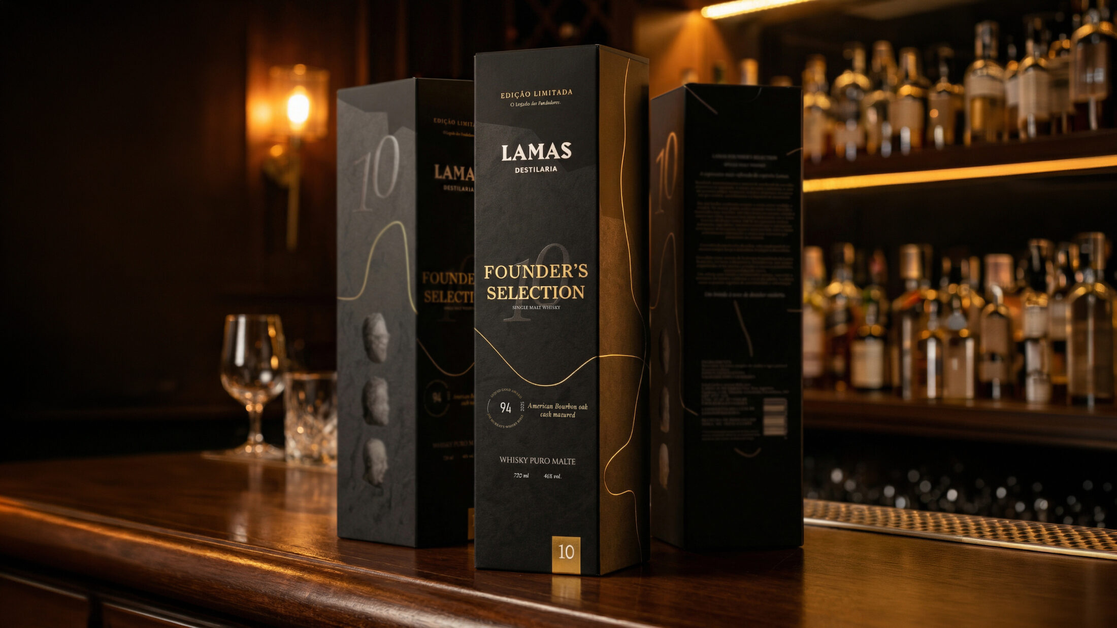 Founder Selection da Lamas no balcão de um bar